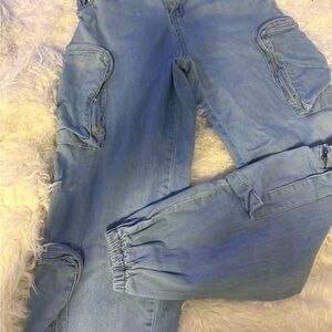 Daisy Light Blue Women's Cargo Jeans